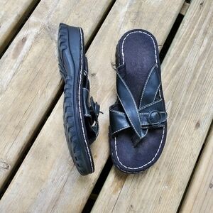Vintage 90s y2k Lower East Side‎ Chunky Lug Sole Jammer Platform Slide Sandals